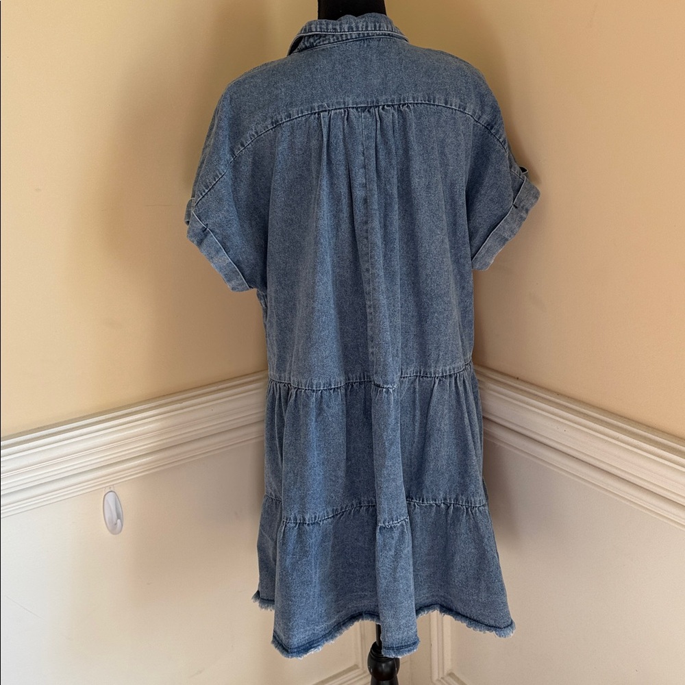 Umgee Blue Denim Tiered Midi Dress - Picture 6 of 10